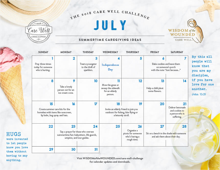 July Care Well Calendar